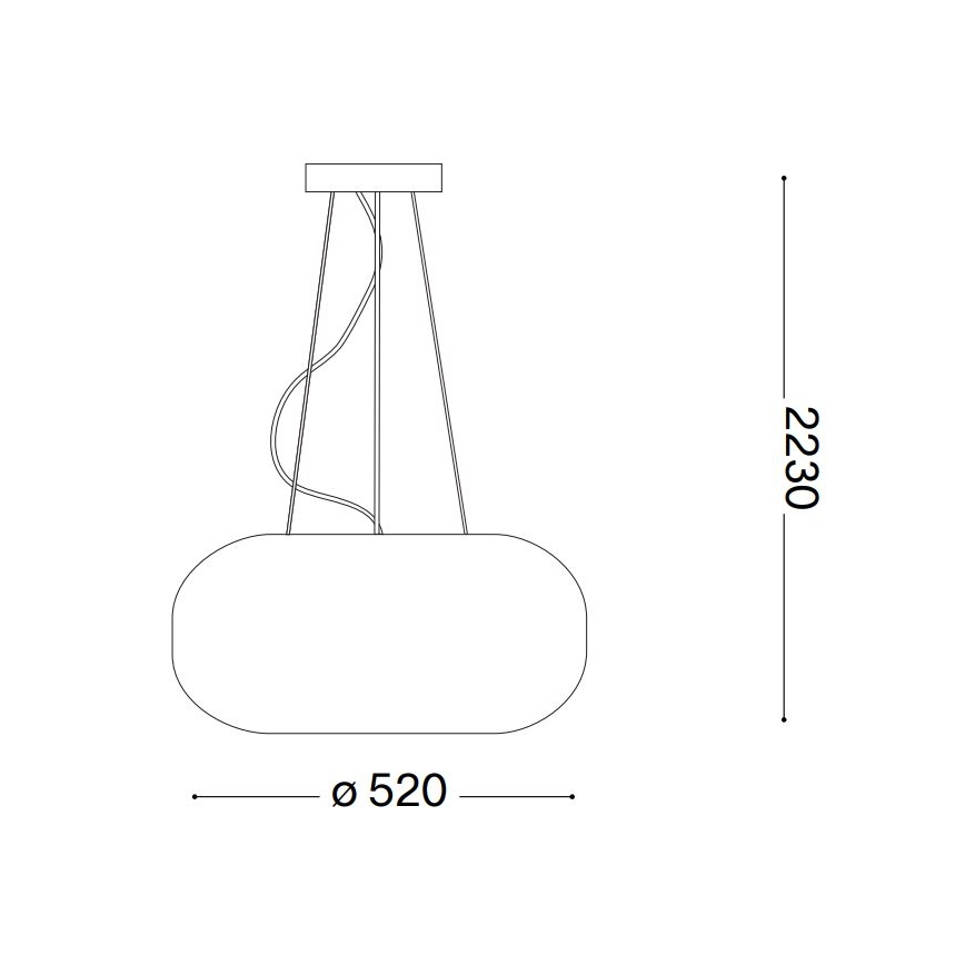 Ideal Lux - Ljuskrona med textilsladd ULISSE 3xE27/60W/230V diameter 52 cm vit