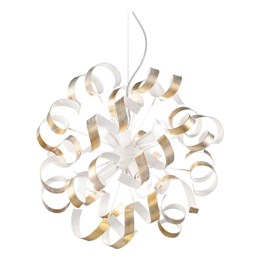 Ideal Lux - Ljuskrona med textilsladd VORTEX 6xE14/40W/230V diameter 53 cm guld/patina
