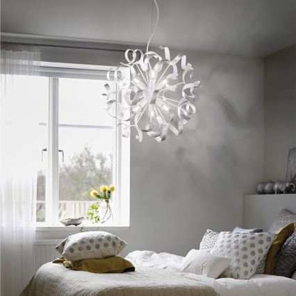 Ideal Lux - Ljuskrona med textilsladd VORTEX 6xE14/40W/230V diameter 53 cm silver/patina