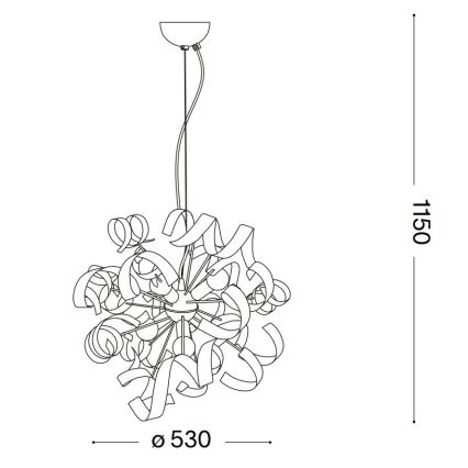 Ideal Lux - Ljuskrona med textilsladd VORTEX 6xE14/40W/230V diameter 53 cm silver/patina