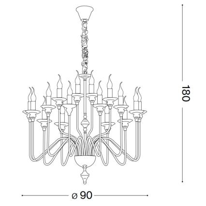 Ideal Lux - Ljuskrona på kedja ARTU 16xE14/40W/230V diameter 90 cm skinande krom
