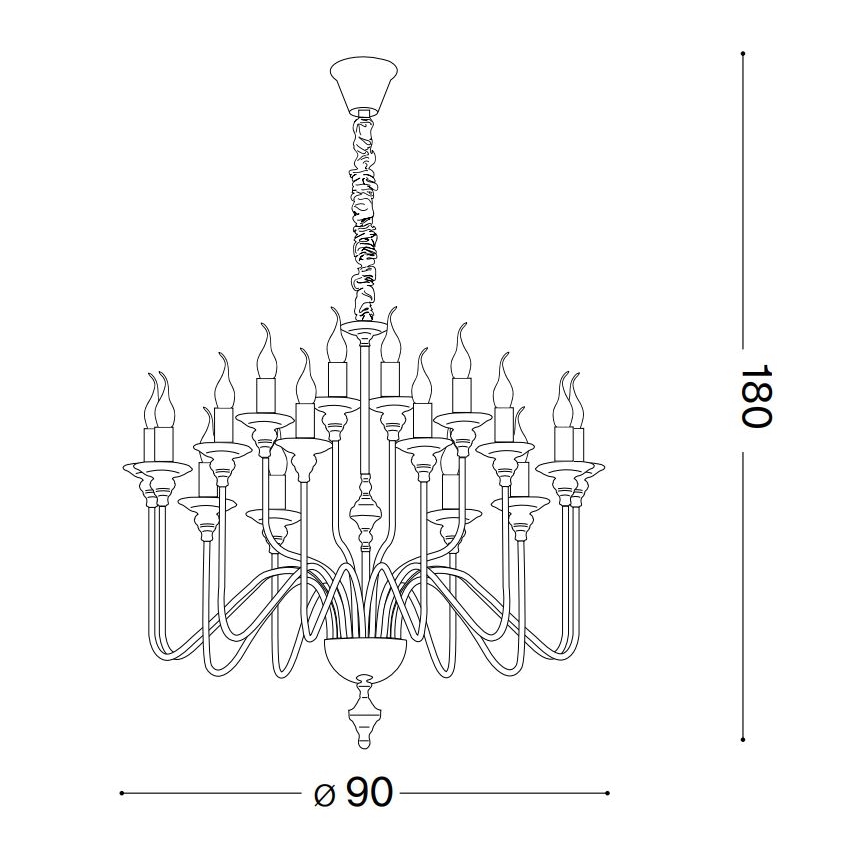 Ideal Lux - Ljuskrona på kedja ARTU 16xE14/40W/230V diameter 90 cm skinande krom