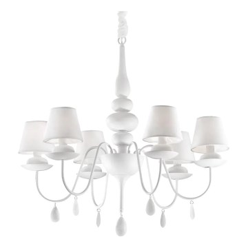 Ideal Lux - Ljuskrona på kedja BLANCHE 6xE14/40W/230V diameter 75 cm vit
