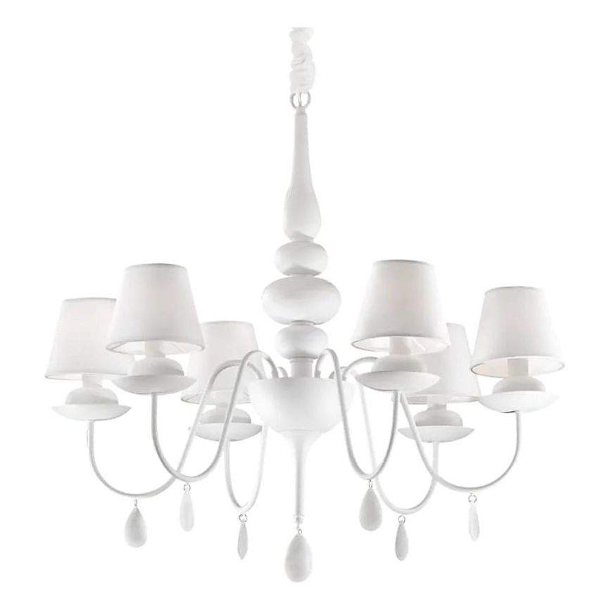 Ideal Lux - Ljuskrona på kedja BLANCHE 6xE14/40W/230V diameter 75 cm vit