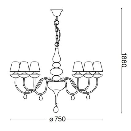 Ideal Lux - Ljuskrona på kedja BLANCHE 6xE14/40W/230V diameter 75 cm vit