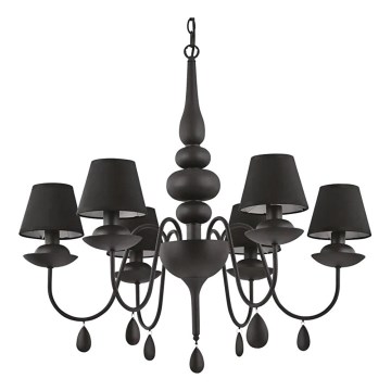 Ideal Lux - Ljuskrona på kedja BLANCHE 6xE14/4W/230V diameter 75 cm svart