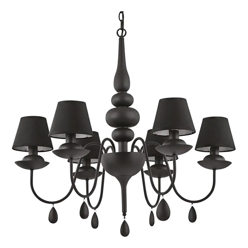 Ideal Lux - Ljuskrona på kedja BLANCHE 6xE14/4W/230V diameter 75 cm svart