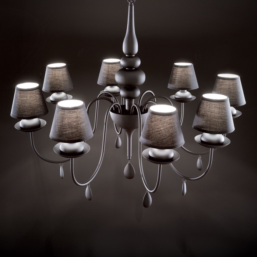 Ideal Lux - Ljuskrona på kedja BLANCHE 8xE14/40W/230V diameter 92 cm svart
