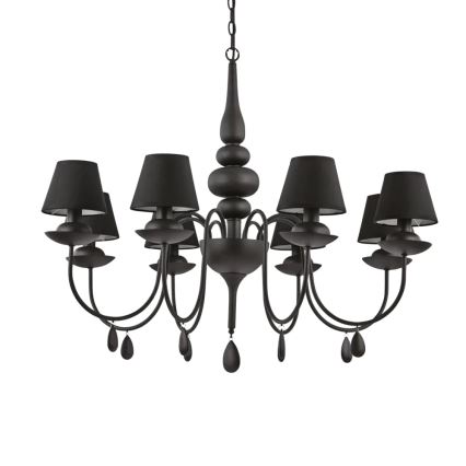 Ideal Lux - Ljuskrona på kedja BLANCHE 8xE14/40W/230V diameter 92 cm svart