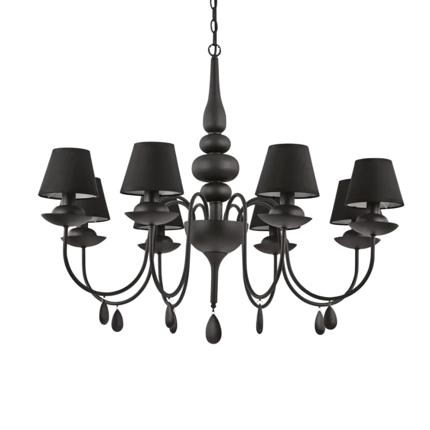Ideal Lux - Ljuskrona på kedja BLANCHE 8xE14/40W/230V diameter 92 cm svart