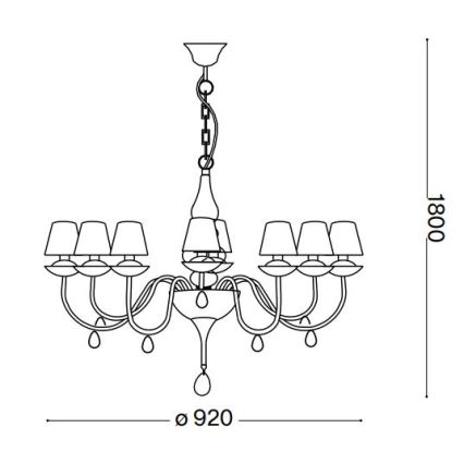 Ideal Lux - Ljuskrona på kedja BLANCHE 8xE14/40W/230V diameter 92 cm svart