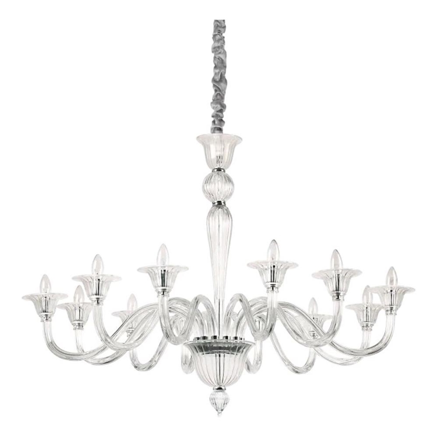 Ideal Lux - Ljuskrona på kedja BRIGITTA 12xE14/40W/230V diameter 120 cm genomskinlig