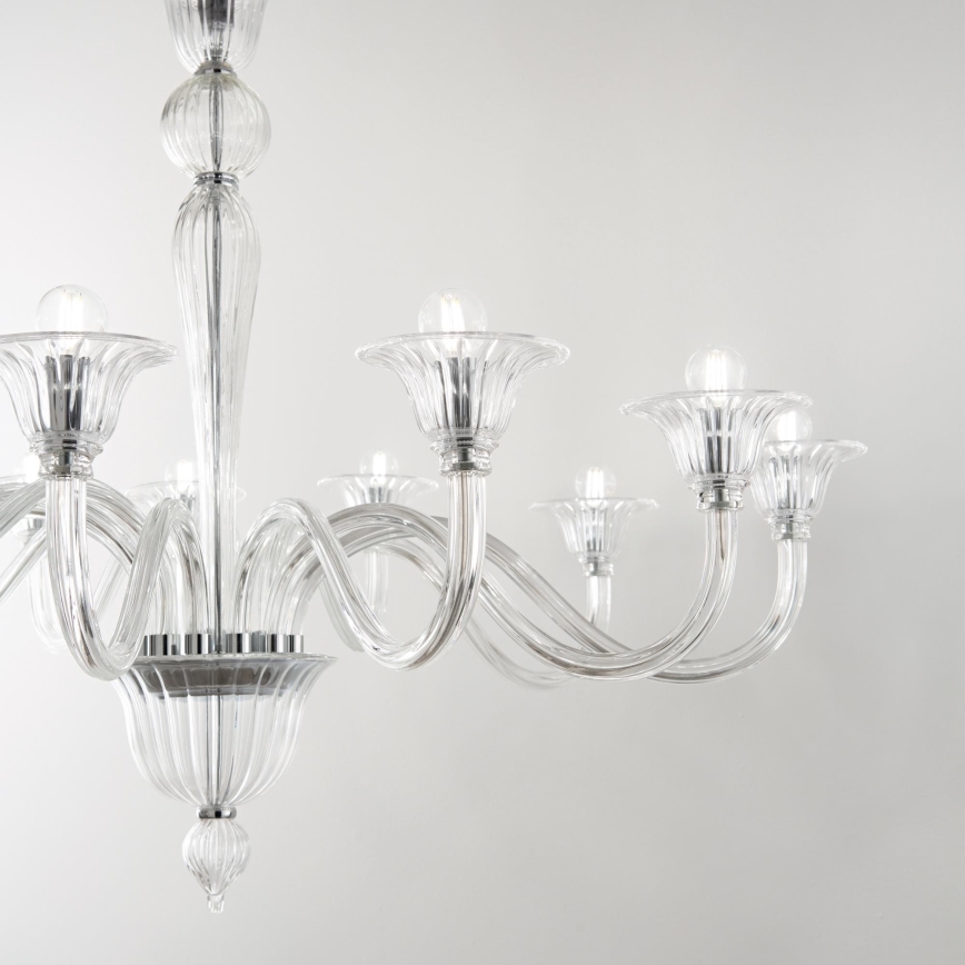 Ideal Lux - Ljuskrona på kedja BRIGITTA 12xE14/40W/230V diameter 120 cm genomskinlig