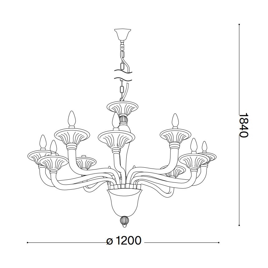 Ideal Lux - Ljuskrona på kedja BRIGITTA 12xE14/40W/230V diameter 120 cm genomskinlig