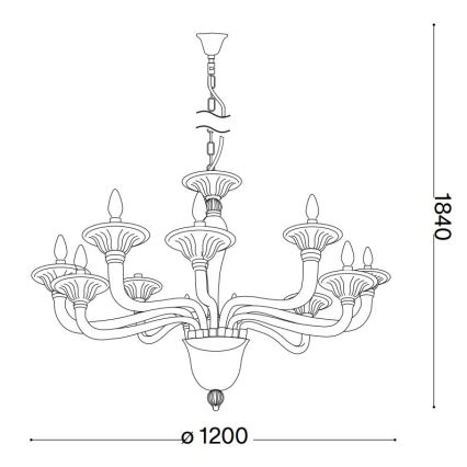 Ideal Lux - Ljuskrona på kedja BRIGITTA 12xE14/40W/230V diameter 120 cm mässing