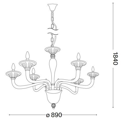 Ideal Lux - Ljuskrona på kedja BRIGITTA 8xE14/40W/230V diameter 89 cm mässing
