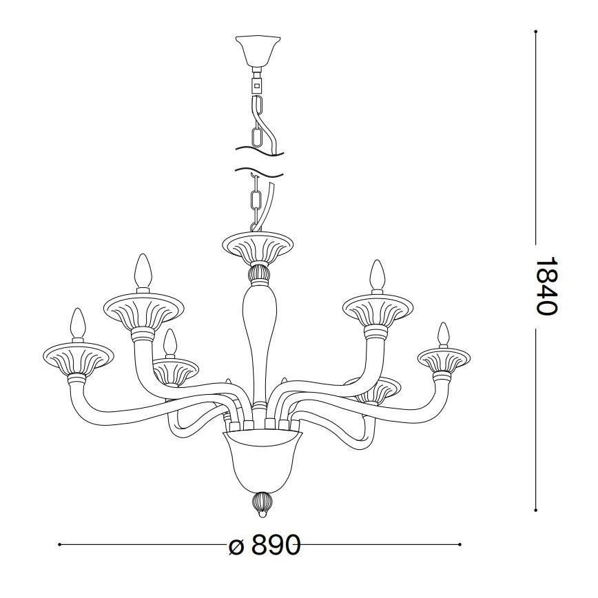 Ideal Lux - Ljuskrona på kedja BRIGITTA 8xE14/40W/230V diameter 89 cm mässing