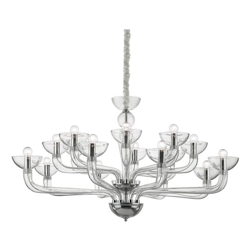 Ideal Lux - Ljuskrona på kedja CASANOVA 16xE14/40W/230V diameter 120 cm genomskinlig