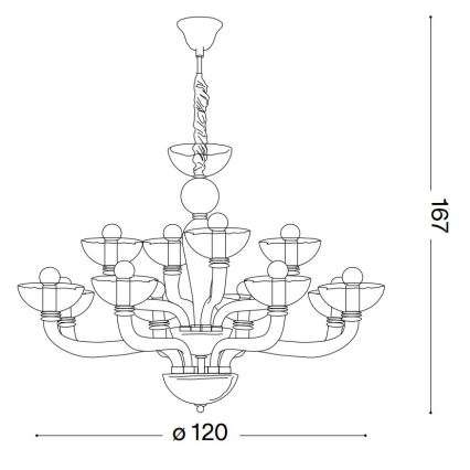 Ideal Lux - Ljuskrona på kedja CASANOVA 16xE14/40W/230V diameter 120 cm grå