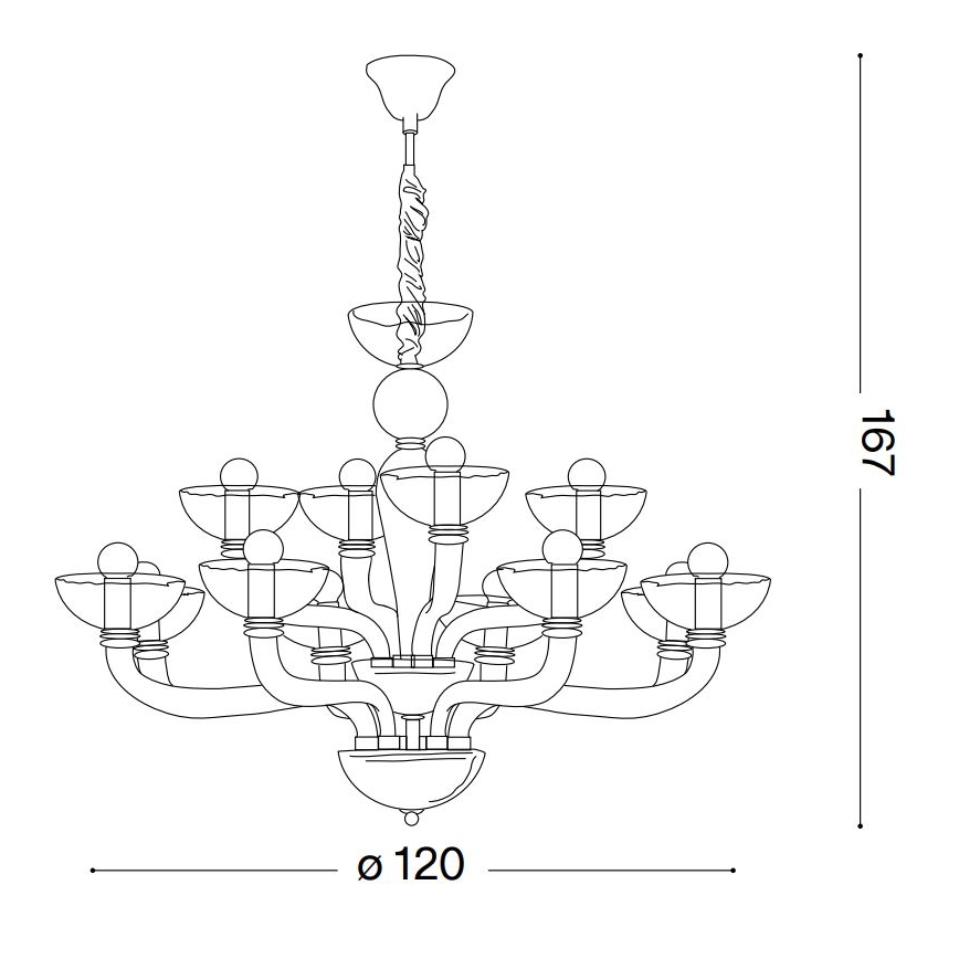 Ideal Lux - Ljuskrona på kedja CASANOVA 16xE14/40W/230V diameter 120 cm grå