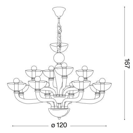 Ideal Lux - Ljuskrona på kedja CASANOVA 16xE14/40W/230V diameter 120 cm vit