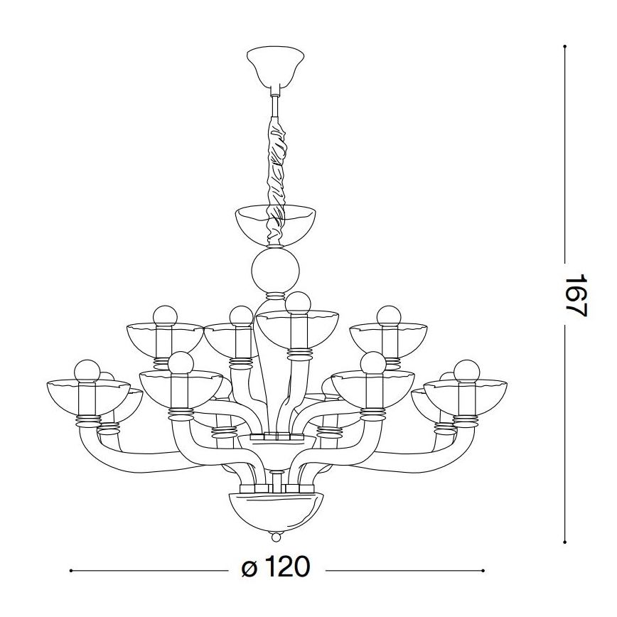 Ideal Lux - Ljuskrona på kedja CASANOVA 16xE14/40W/230V diameter 120 cm vit