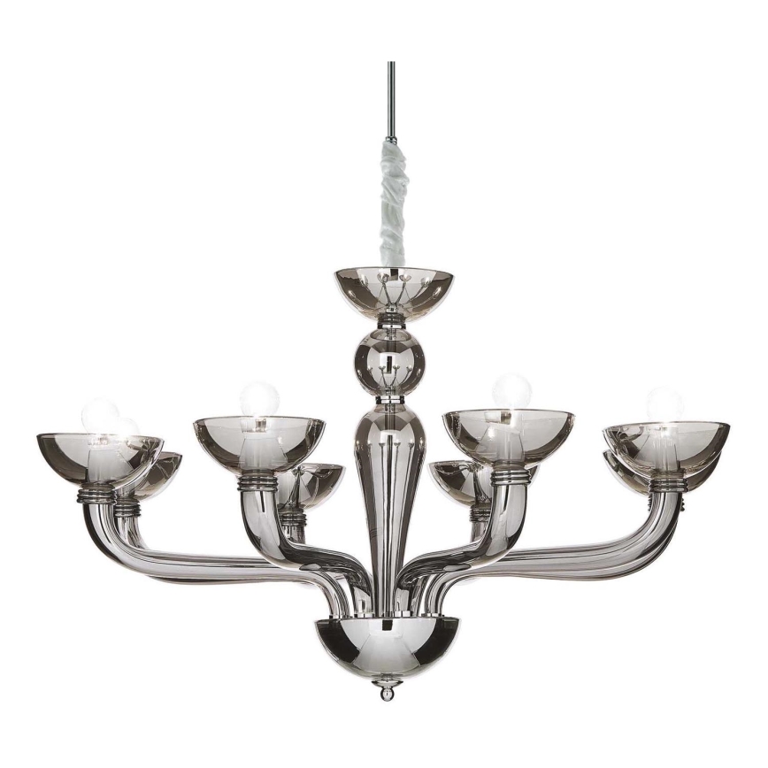 Ideal Lux - Ljuskrona på kedja CASANOVA 8xE14/40W/230V diameter 88 cm grå