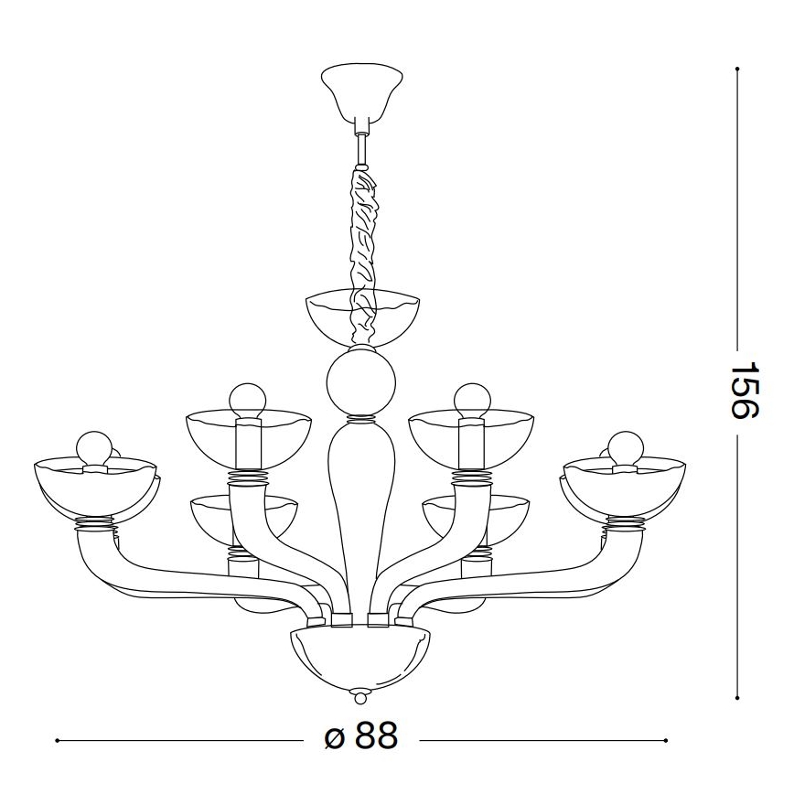 Ideal Lux - Ljuskrona på kedja CASANOVA 8xE14/40W/230V diameter 88 cm grå