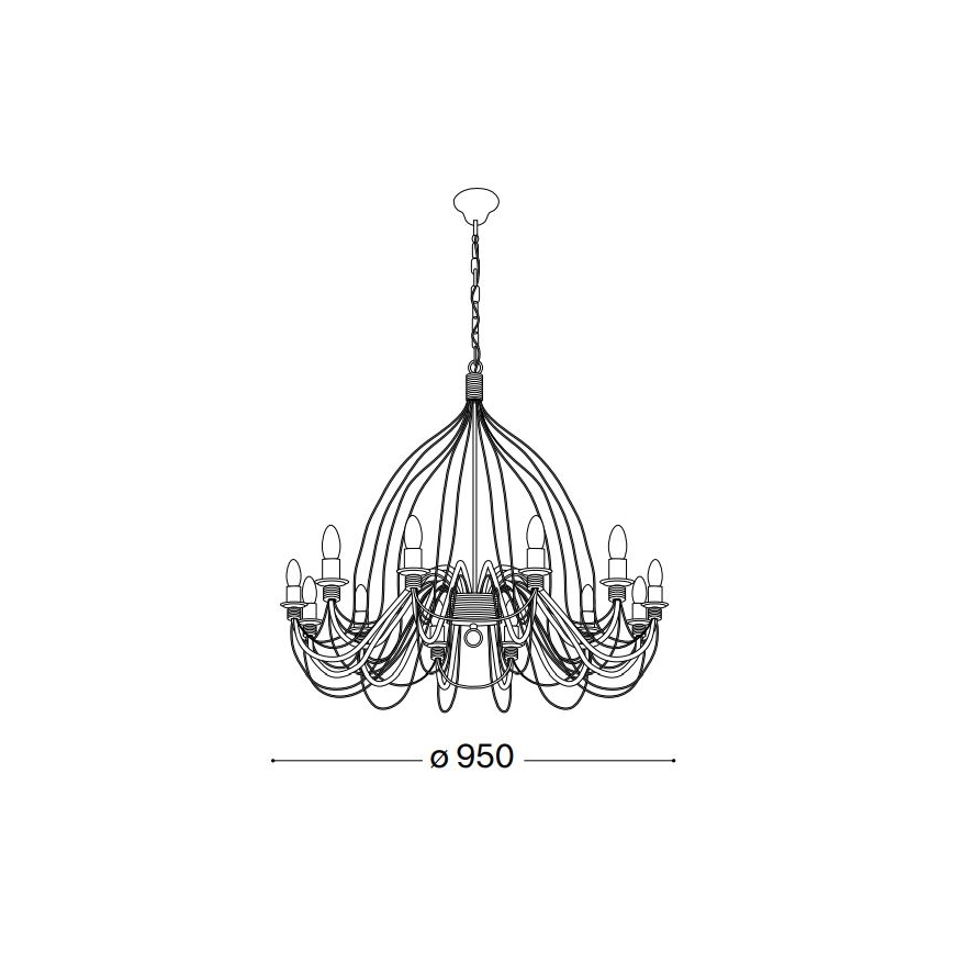 Ideal Lux - Ljuskrona på kedja CORTE 12xE14/40W/230V diameter 95 cm koppar