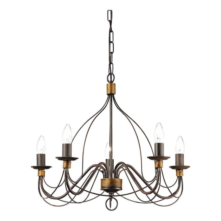 Ideal Lux - Ljuskrona på kedja CORTE 5xE14/40W/230V diameter 54 cm koppar