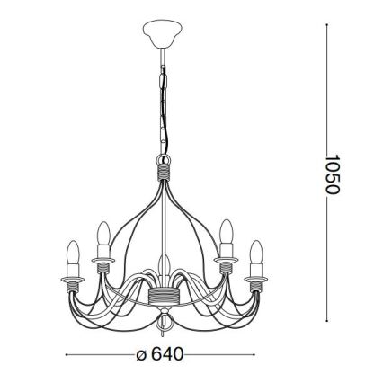 Ideal Lux - Ljuskrona på kedja CORTE 5xE14/40W/230V diameter 54 cm koppar
