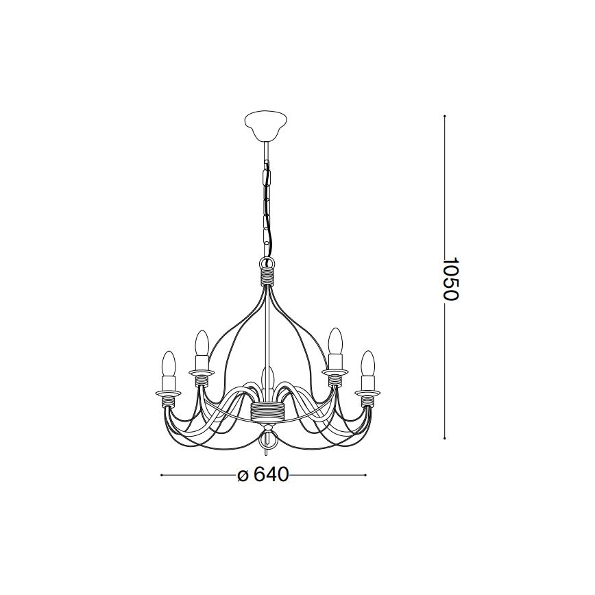Ideal Lux - Ljuskrona på kedja CORTE 5xE14/40W/230V diameter 54 cm koppar