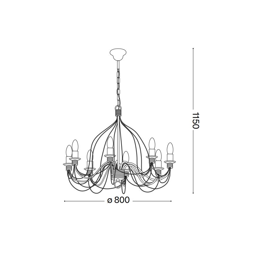 Ideal Lux - Ljuskrona på kedja CORTE 8xE14/40W/230V diameter 80 cm koppar
