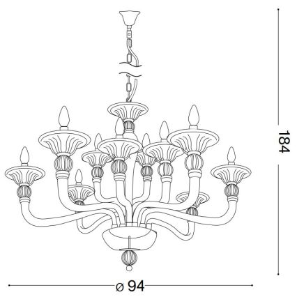 Ideal Lux - Ljuskrona på kedja DANIELI 12xE14/40W/230V diameter 94 cm mässing