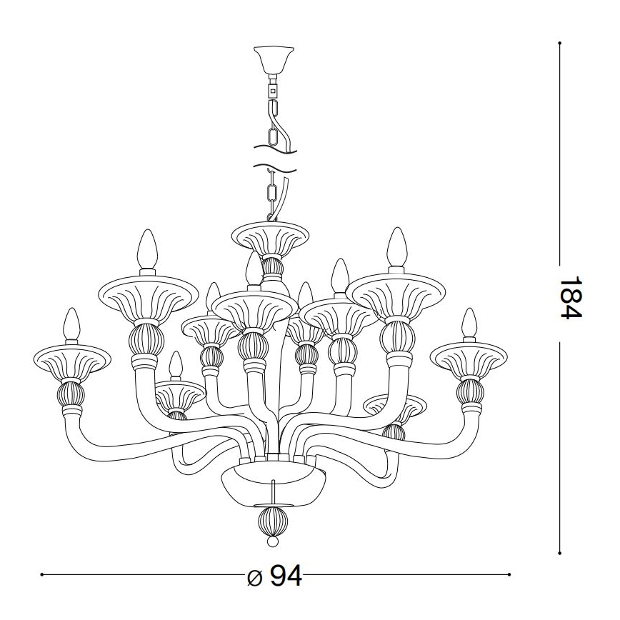 Ideal Lux - Ljuskrona på kedja DANIELI 12xE14/40W/230V diameter 94 cm mässing