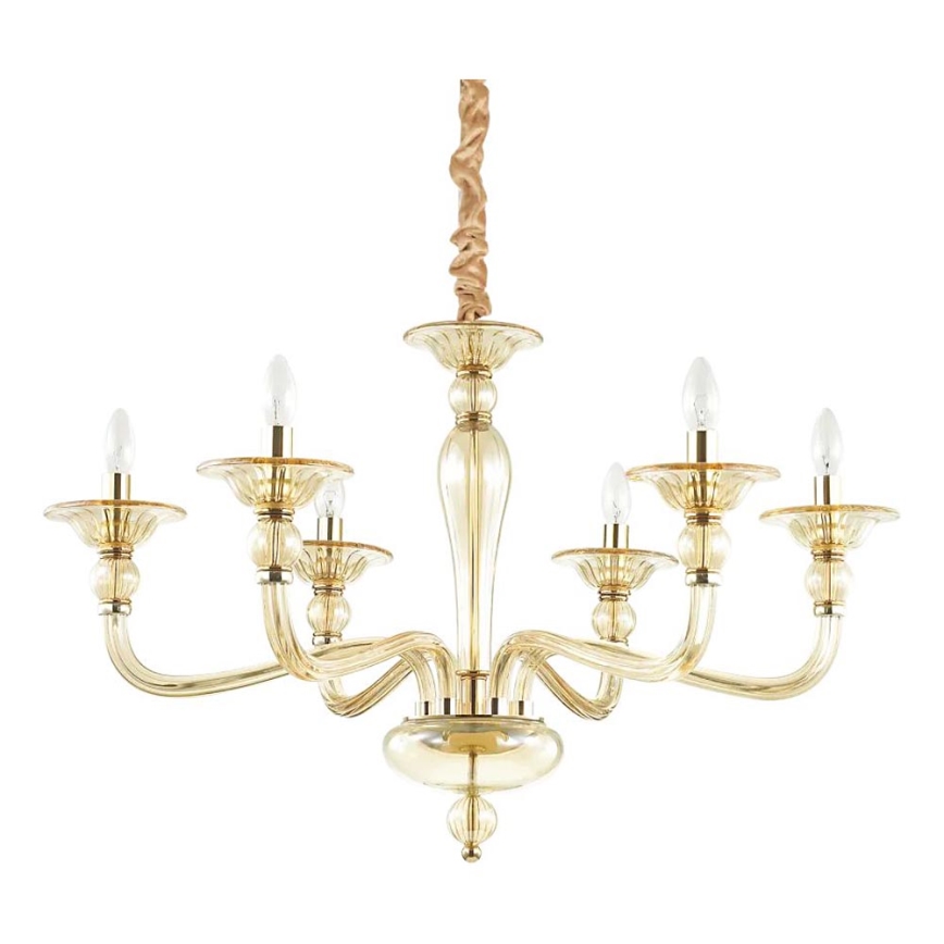 Ideal Lux - Ljuskrona på kedja DANIELI 6xE14/40W/230V diameter 85 cm mässing