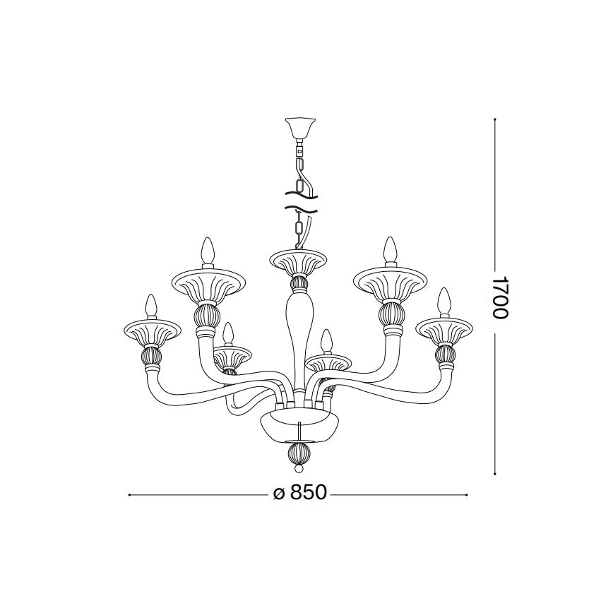 Ideal Lux - Ljuskrona på kedja DANIELI 6xE14/40W/230V diameter 85 cm mässing