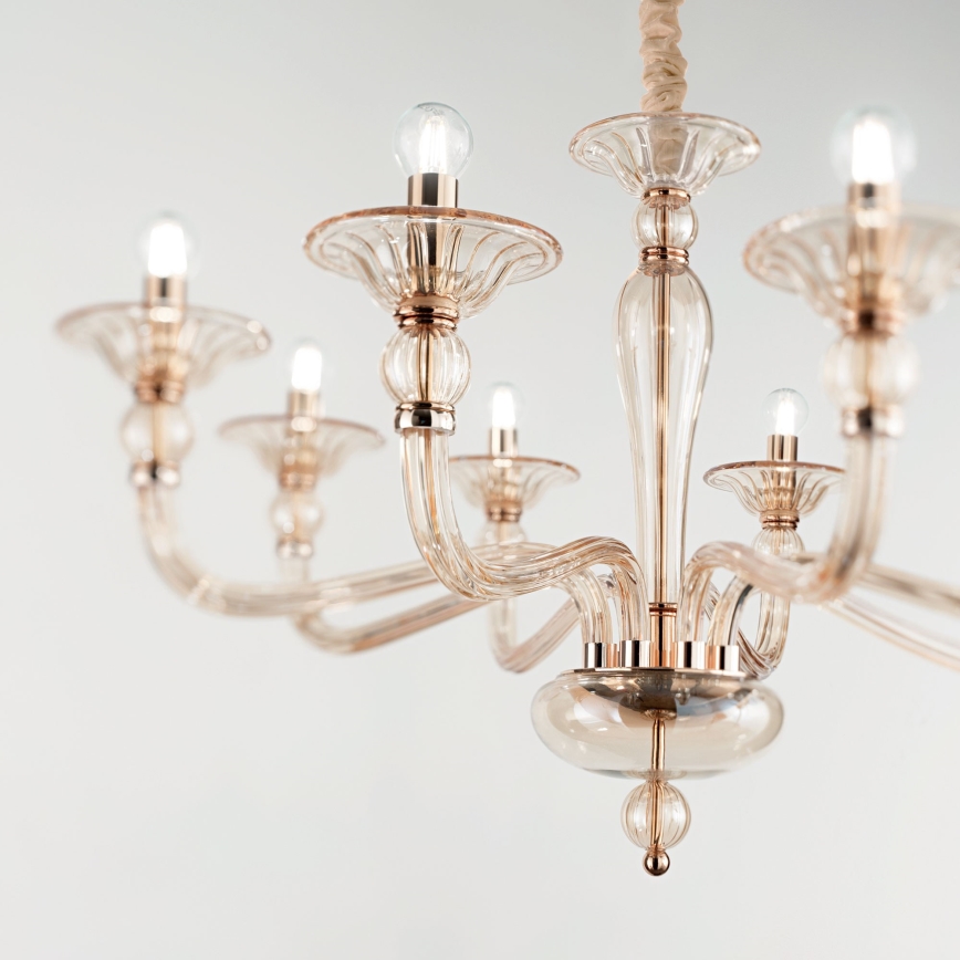 Ideal Lux - Ljuskrona på kedja DANIELI 8xE14/40W/230V diameter 85 cm mässing