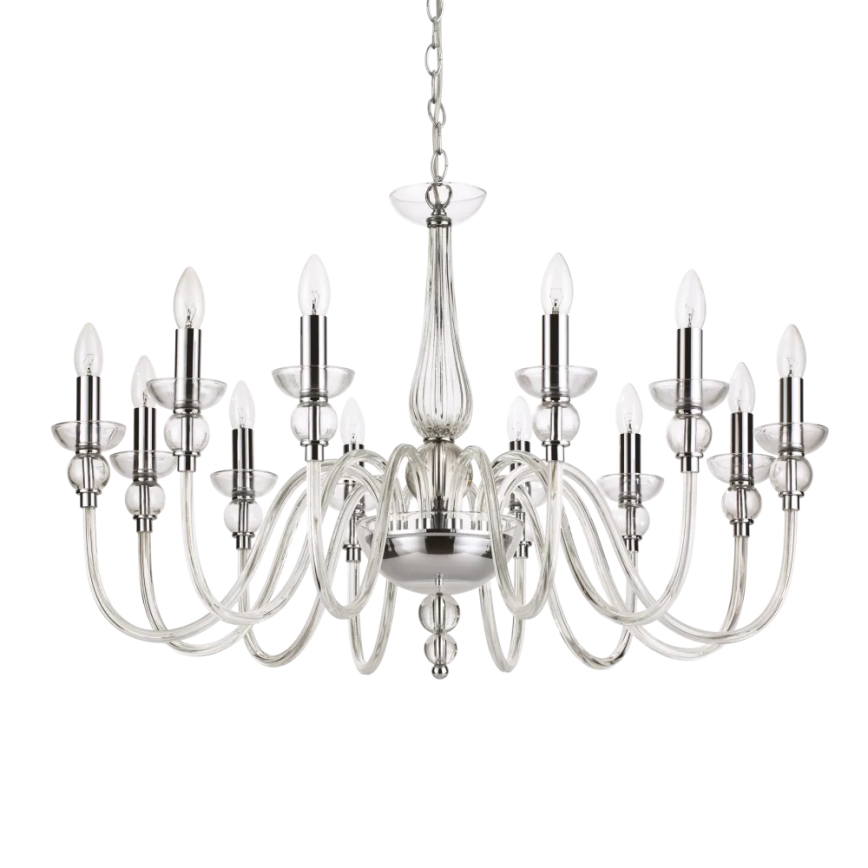 Ideal Lux - Ljuskrona på kedja DOGE 12xE14/40W/230V diameter 91 cm skinande krom