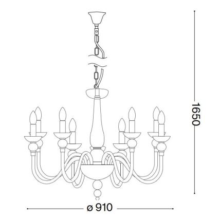 Ideal Lux - Ljuskrona på kedja DOGE 12xE14/40W/230V diameter 91 cm skinande krom