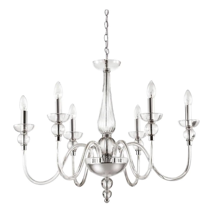 Ideal Lux - Ljuskrona på kedja DOGE 6xE14/40W/230V diameter 75 cm skinande krom