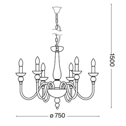 Ideal Lux - Ljuskrona på kedja DOGE 6xE14/40W/230V diameter 75 cm skinande krom