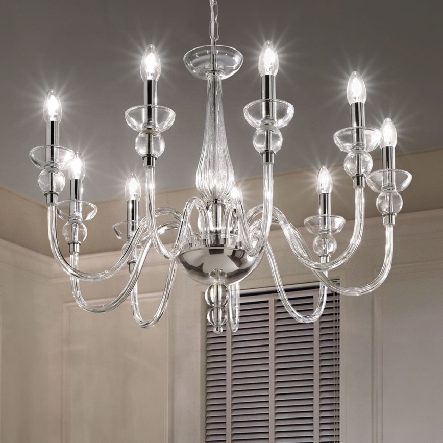 Ideal Lux - Ljuskrona på kedja DOGE 9xE14/40W/230V diameter 75 cm skinande krom