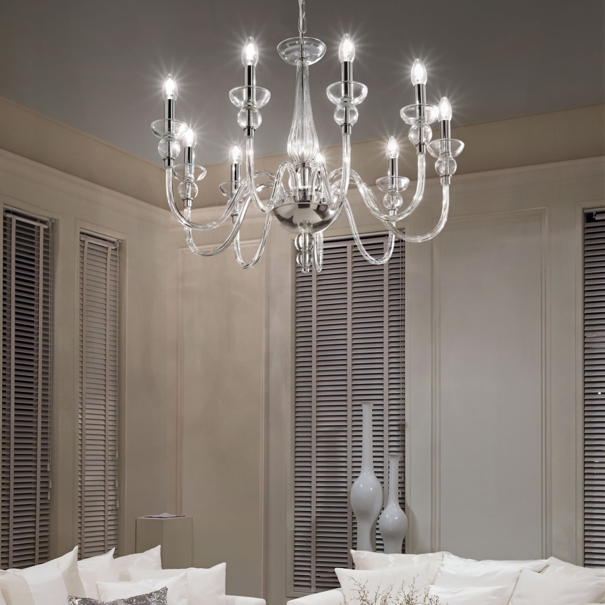 Ideal Lux - Ljuskrona på kedja DOGE 9xE14/40W/230V diameter 75 cm skinande krom