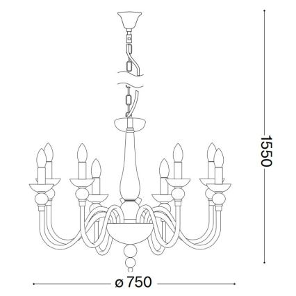 Ideal Lux - Ljuskrona på kedja DOGE 9xE14/40W/230V diameter 75 cm skinande krom
