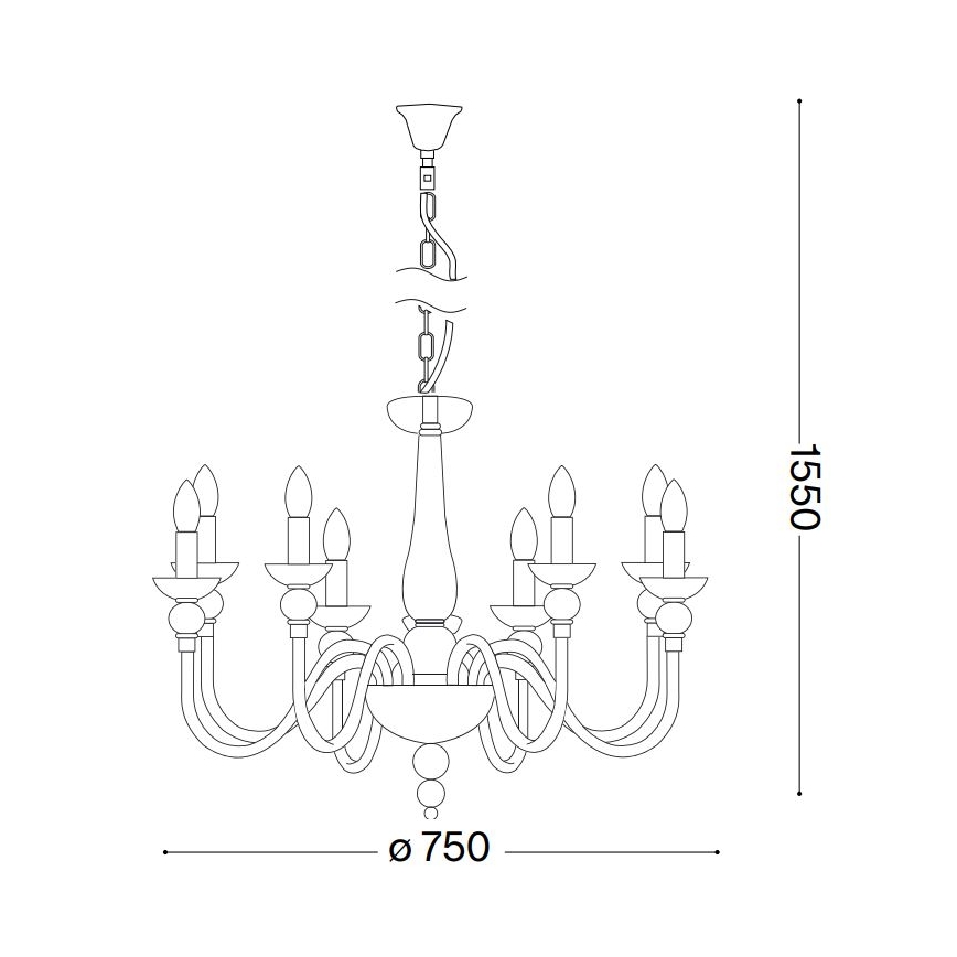 Ideal Lux - Ljuskrona på kedja DOGE 9xE14/40W/230V diameter 75 cm skinande krom