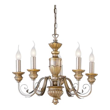 Ideal Lux - Ljuskrona på kedja FIRENZE 5xE14/40W/230V diameter 55 cm guld