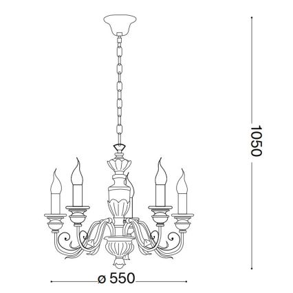 Ideal Lux - Ljuskrona på kedja FIRENZE 5xE14/40W/230V diameter 55 cm vit/guld