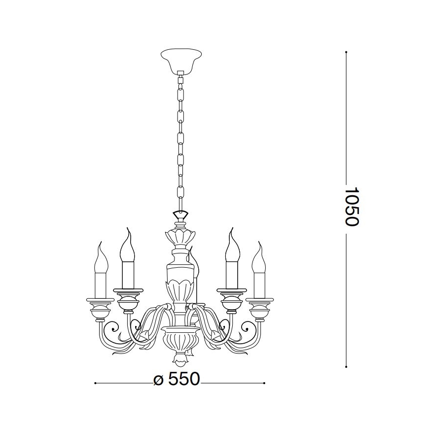 Ideal Lux - Ljuskrona på kedja FIRENZE 5xE14/40W/230V diameter 55 cm vit/guld
