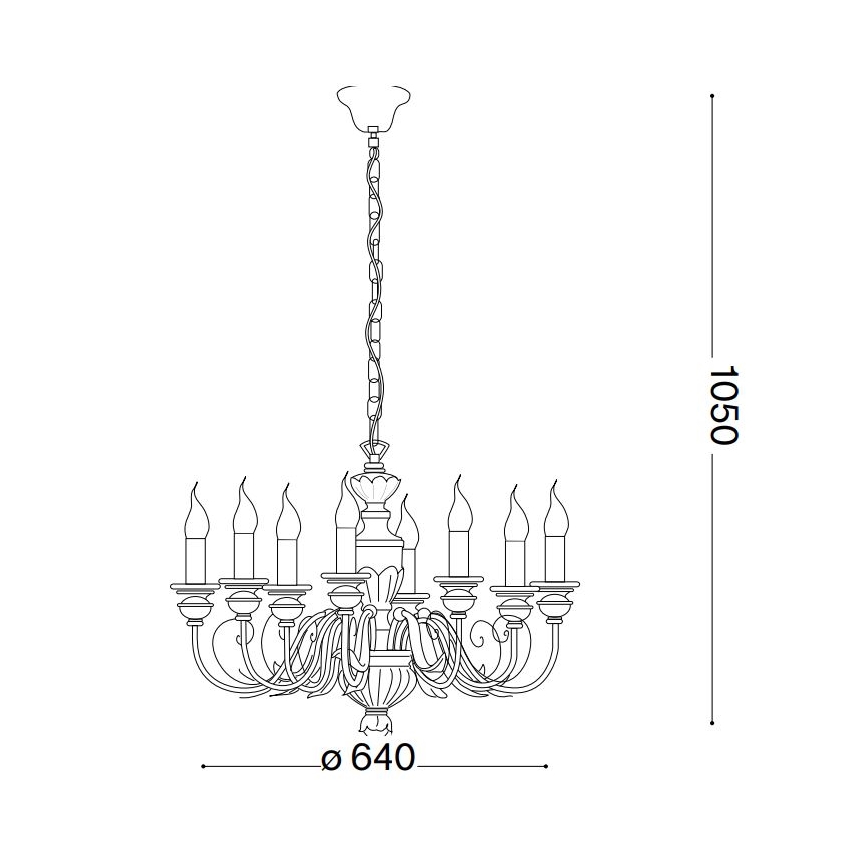 Ideal Lux - Ljuskrona på kedja FIRENZE 8xE14/40W/230V diameter 64 cm guld